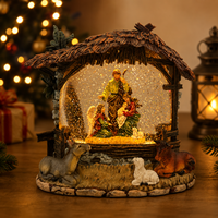 Beleuchtete Weihnachtskrippe LED Schneekugel Laterne Tragbare Heilige Familie Wasserglitzer-Licht für Innendekoration