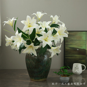 Arte Floral Yihua, Flores de Lirio Artificiales de Seda Azul, Decoración para el Hogar, Arreglo de Mesa, Estilo Moderno y Simple - Product Image 4