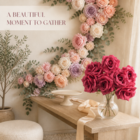 Grand bouquet de 7 roses artificielles semi-manuelles en PE/Polyester, couleur rouge Phénix, pour décoration intérieure, salon, auditorium, en pot