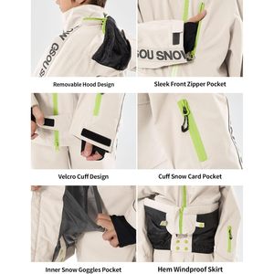 Combinaison de ski personnalisée pour enfants, garçons, imperméable, isolée, vêtements de neige, 220g, impression numérique, logo sur la manche gauche - Product Image 4