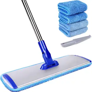Aluminum mop adjustable stainless steel handle Velcro lock 4 wet dry mop clothing microfiber floor mop
