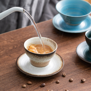 Ensemble de tasses et soucoupes à <span class=keywords><strong>expresso</strong></span> et matcha en céramique rétro vintage jetables, compatibles lave-vaisselle et micro-ondes, option logo personnalisé, cadeaux - Product Image 4