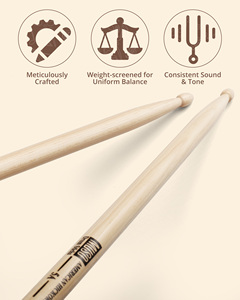 MUSO Wooden <strong>Drumsticks</strong> Set - Universal <strong>Drumsticks</strong> Suitable for Any Age Group - 5A American Hickory <strong>Drumsticks</strong> - Product Image 3