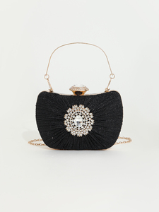 Bell New Design Square Rhinestone Pleated Evening Bag Sparkling Diamond Head <b>Clutch</b> Chain Crossbody Fashion Party <b>Wedding</b> - Product Image 2