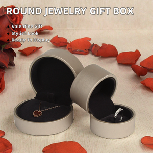 Caja de Almacenamiento de Joyas Cilíndrica de Lujo, Estuche de Joyería de Cuero PU, Caja de Joyería con Interior de Terciopelo Suave para Bodas, Propuestas y Regalos - Product Image 2