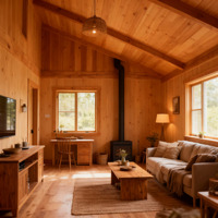 Maison en bois Maison en bois massif Personnalisable Maison préfabriquée moderne en bois de pin naturel