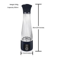 Générateur d'eau hydrogénée portable 350 ml avec écran LED, bouteille d'eau riche en hydrogène alimentée par USB pour la maison, les voyages, l'extérieur et la salle de sport