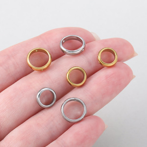 Stainless Steel Electroplated Wide Body Smooth Beaded Frame Connecting <b>Ring</b> For Bracelet Making DIY Jewelry Accessory Material - Product Image 3