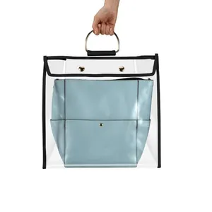 Tpu Magnetische Snap Clear Transparante Stofkap Bag Purse Protector Organizer Handtas Opslag