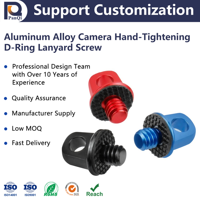 Pan Qi LS-806 Stainless Steel 1/4-20 Inch D-Ring Camera Mount Screw Class 4.8 6.8 Grade Black for Industry Photo Studio Tripod