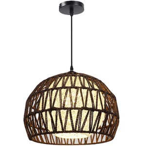 Rattan Pendant Light Round E27 Bulb Base Single-Head Chandelier For Living Room Bedroom <b>Study</b> Dining Room - Product Image 2