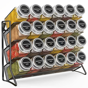 Seasoning Rack 4 Tier Standing Spice Organizer Metal <b>Kitchen</b> <b>Storage</b> Shelf For Spices And Condiments - Product Image 2