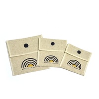 Kantong Penyimpanan Perhiasan Anting Kancing dari Kain Linen Katun Ramah Lingkungan dengan Logo Kustom