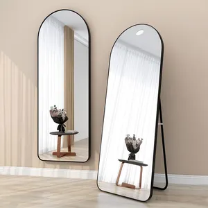 Miroir d'habillage plein corps arqué cadre en aluminium panneau arrière miroirs pleine longueur