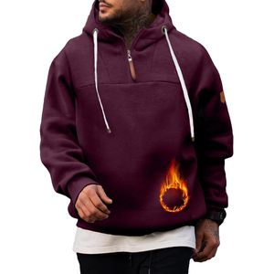 2025 <b>Men's</b> Fashion Acid Washed Pullover <b>Hoodie</b> Casual Cotton Sweatshirt with Drawstring Quarter Zip and Pocket Size XXS - Product Image 6