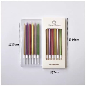 6pc/套低价金银香槟玫瑰金彩色棒形蛋糕蜡烛儿童生日蛋糕派对装饰 - Product Image 2