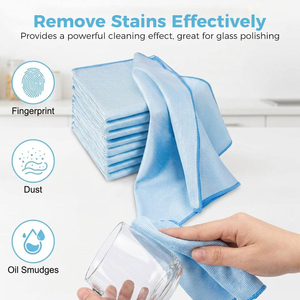 Chiffon de polissage pour verre, chiffon de nettoyage miracle sans traces, chiffons de nettoyage en <span class=keywords><strong>microfibre</strong></span> sans peluches pour la cuisine, la vaisselle, les miroirs, nettoyage facile - Product Image 2