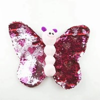 Peluche papillon scintillante avec ailes en plumes, jouet en peluche doux, insecte en peluche, poupée animale, peluches mignonnes, cadeau pour enfants
