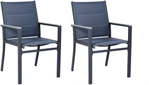 Chaise à bascule moderne <span class=keywords><strong>en</strong></span> <span class=keywords><strong>aluminium</strong></span> gris foncé rembourrée <span class=keywords><strong>en</strong></span> tissu <span class=keywords><strong>Textilène</strong></span>, empilable, pour l'extérieur, idéale pour hôtels, cuisines, jardins <span class=keywords><strong>et</strong></span> salons. - Product Image 2