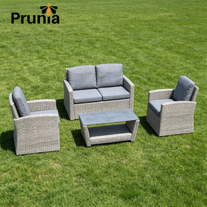 Set di 4 Pezzi di <span class=keywords><strong>Mobili</strong></span> da Giardino in Rattan, Divano in Rattan per Esterni, Arredamento da Patio in Rattan - Product Image 1