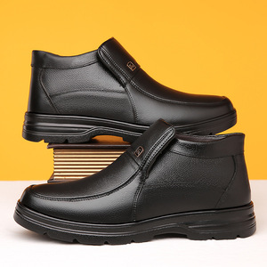 Botas de Invierno para Hombre de Cuero Genuino, con Punta Redonda, Forro de Felpa, Suela de Goma Antideslizante, Cálidas para la Nieve - Product Image 2