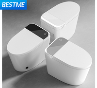 WC intelligent automatique avec bidet électrique, équipement sanitaire de salle de bain, à poser au sol, siphon en S, siège chauffant inclus, pour femmes