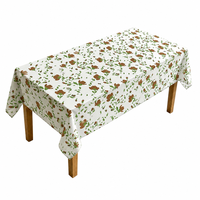 Nappe en PEVA à imprimé floral blanc et marron, 90 x 132 pouces, imperméable, rectangulaire, en plastique, pour le dîner de Pâques
