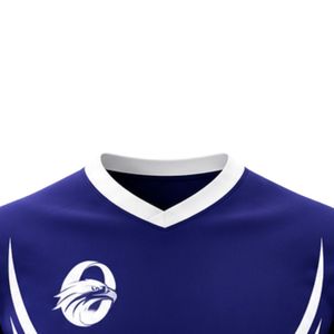 Maillot de rugby bleu marine et blanc pour homme, uniforme de sport d'équipe, chemise athlétique à manches courtes, légère, respirante, pour l'entraînement et les matchs - Product Image 3