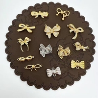 Pièces de motif cœur en or et argent mélangés, maillons connecteurs polis avec anneaux de jonction et cristaux CZ pour la fabrication de bijoux et de breloques
