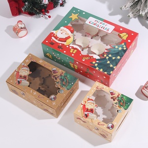 Boîte en carton kraft pour pâtisserie de Noël, avec impression, pelliculage mat, gaufrage, ruban biodégradable et fenêtre pour sushis - Product Image 3