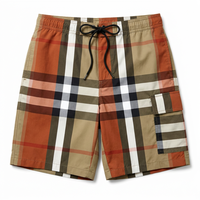 Celana Pantai Pria Motif Kotak-Kotak Ukuran Besar Gaya Streetwear Ramah Lingkungan Cepat Kering Boardshort OEM Pakaian Renang Grosir