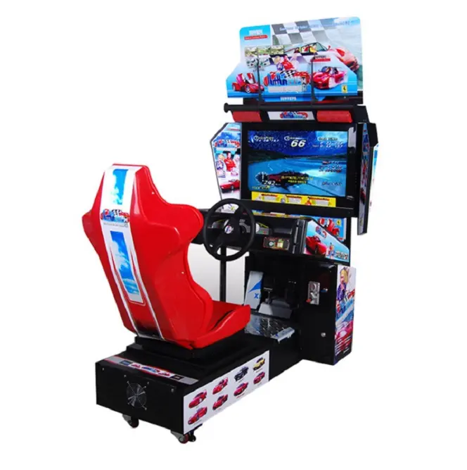 32 "LCDスクリーンビデオコイン式コンソールレーシングコンソールレーシングシミュレーターコックピットゲームチェアレース2人用アーケードゲーム