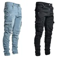 Pantalons jean à jambes droites en coton pour hommes, multi-poches, décontracté, à la mode, OEM/ODM, nouvelle collection
