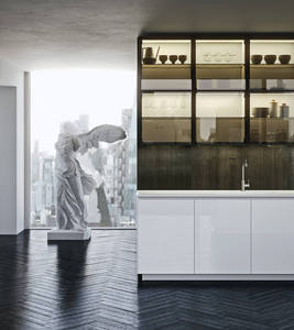 JINGSHUN Muebles de Alta Gama Estilo Italiano, Gabinetes de Cocina Blancos de Madera con Puerta de Vidrio, Comedor, Almacenamiento <span class=keywords><strong>para</strong></span> el Hogar a Medida ENF - Product Image 2