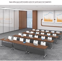 Meubles de bureau modernes pour salle de formation, bureau de formation à plateau rabattable, table de conférence pliable avec roulettes