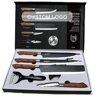 Vente en gros d'usine, ensemble de 6 couteaux de chef, couteaux de cuisine professionnels de 8 pouces avec boîte cadeau
