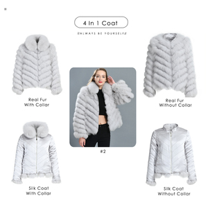 Commercio all'ingrosso Double-face Wear Anti-restringimento colletto rimovibile donna tessuto di seta giacche reversibili inverno vera <span class=keywords><strong>pelliccia</strong></span> di volpe cappotto corto - Product Image 3