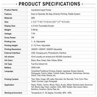 Imprimante jet d'encre portable 12,7 mm pour vêtements, tissus, logos, dates, lots, codes QR et codes-barres