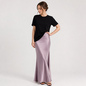 Women's High Waist Satin Pencil <b>Skirt</b> Floor-Length Solid Color Elegant <b>Maxi</b> <b>Skirt</b> for All Seasons - Product Image 2