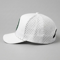 Gorra de béisbol OEM Golf Rope Hat de 5 paneles, verde, con parche bordado, perforaciones cortadas a láser, de secado rápido, snapback, al por mayor, personalizada, blanca