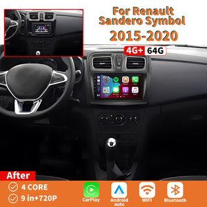 Autoradio Android avec GPS pour <span class=keywords><strong>Renault</strong></span> Sandero Symbol 2015-2020, Carplay, 64 Go, écran 9 pouces, lecteur multimédia, Bluetooth, Wifi, FM, SWC, OTA, 4 cœurs - Product Image 1