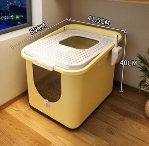 Caja de arena para gatos de plástico Biko, kit de entrenamiento, rectangular, cerrada, con gran espacio oculto, duradera, control de olores, fácil de limpiar, ¡la más vendida! - Product Image 5