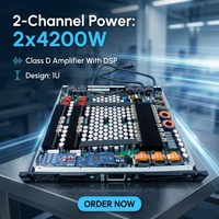 Amplificateur de puissance professionnel de classe D 1U avec DSP intégré, 2 canaux, 2x4200W, amplificateur numérique stéréo pour système audio de scène et caisson de basses