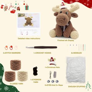 Kit de Ganchillo Pafu <span class=keywords><strong>para</strong></span> Principiantes, Lindos Herramientas de Hilo, Kit de Manualidades de Peluche de Animales Hechos a Mano, Logotipo Personalizado, Muñeco de Alce DIY, Tela Textil - Product Image 2