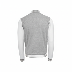 Heather Grey White Hommes Sweat College Varsity Jacket Personnalisé Chenille Broderie CollegeBaseballjacket pour hommes DDP Shipping - Product Image 1
