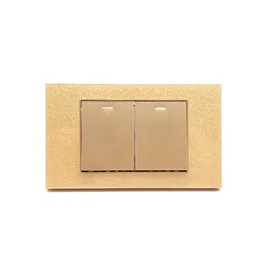 ZSUN SC19 High Quality Acrylic Gold Plate American Standard 2gang 2pole wall electric light switches