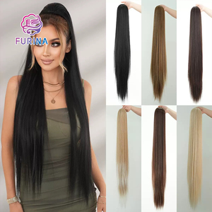 FURINA 2025 extension per capelli con <span class=keywords><strong>coda</strong></span> <span class=keywords><strong>di</strong></span> <span class=keywords><strong>cavallo</strong></span> marrone dritto sintetico Extra lungo resistente alla finitura opaca - Product Image 5