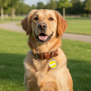 Plaque d'identification ronde jaune en forme d'os pour chiens - Product Image 3