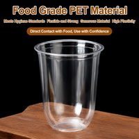Gobelets jetables transparents en PP en forme de U, 95 mm, 8 oz-17 oz, pour boissons froides et chaudes, vente en gros