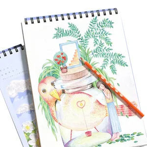 Promozione Sketch Pad colorato piombo pittura Sketchbook copertina rigida carta gialla rilegatura a spirale libri da disegno per artisti